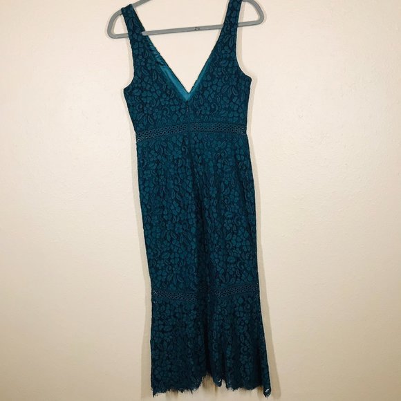 Bardot Blue Midi Length Cocktail Lace Dress - Picture 6 of 15